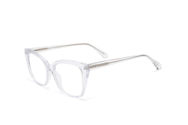Women Urban Eyeglasses: Pat- Transparent - SpaceSMART Eye Clinic (Diagonal View)